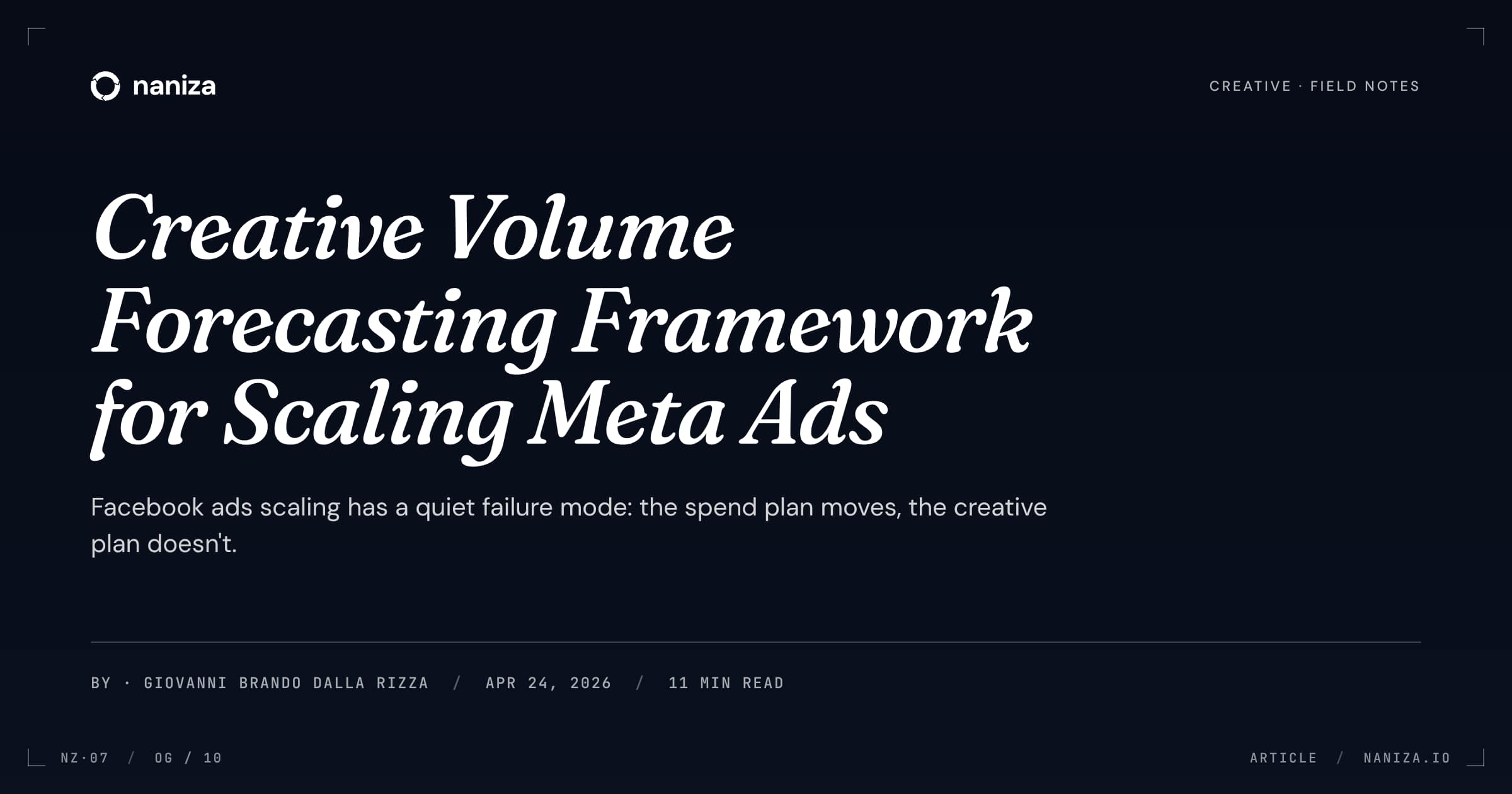 Creative Volume Forecasting Framework for Scaling Meta Ads — Naniza